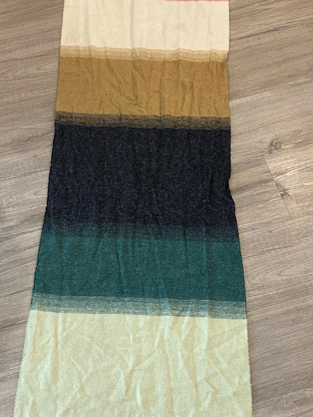 J. Crew Striped Gradient Wool Scarf in Pink, Cream, Tan, Navy, Teal, Light Green